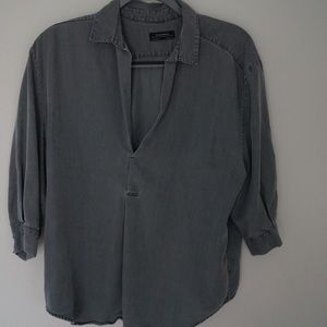 Zara Gray Denim Blouse